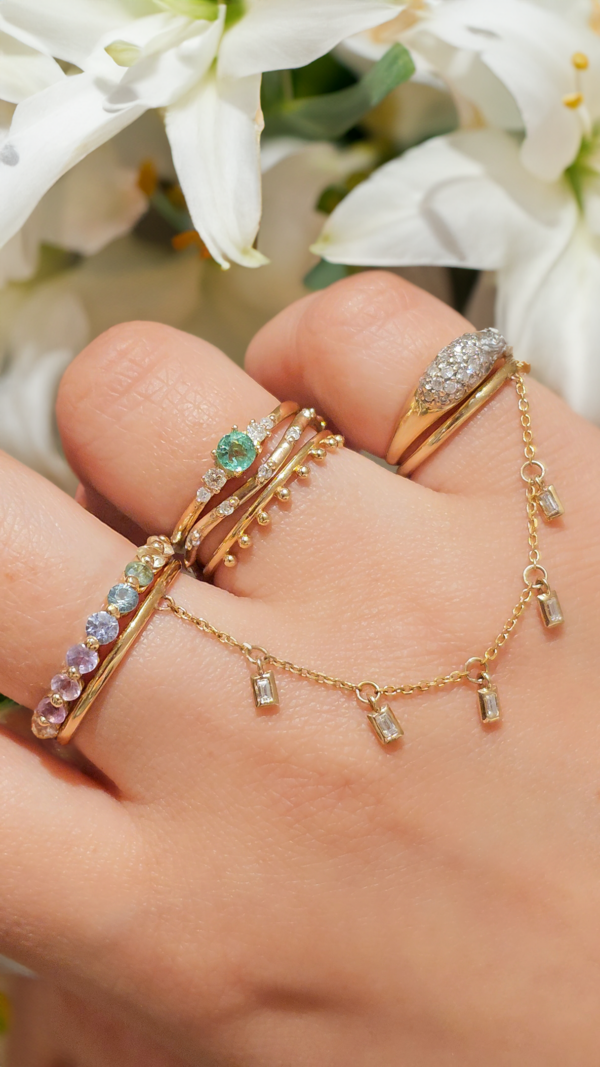 Anillo Doble Confetti Baguette de Diamantes - Imagen 7