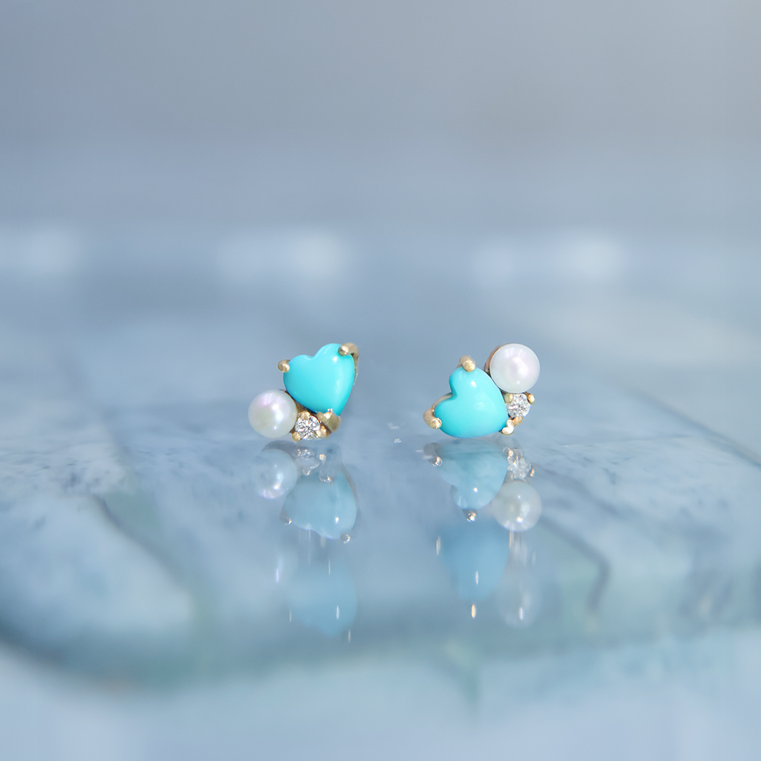 Aretes Mia de Turquesa * Oro Amarillo 14k