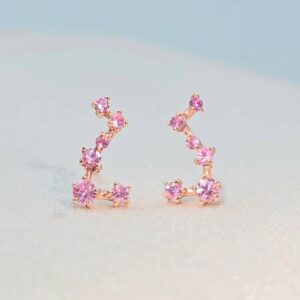 Aretes Boreal Zafiro Rosa * Oro Rosa 14k