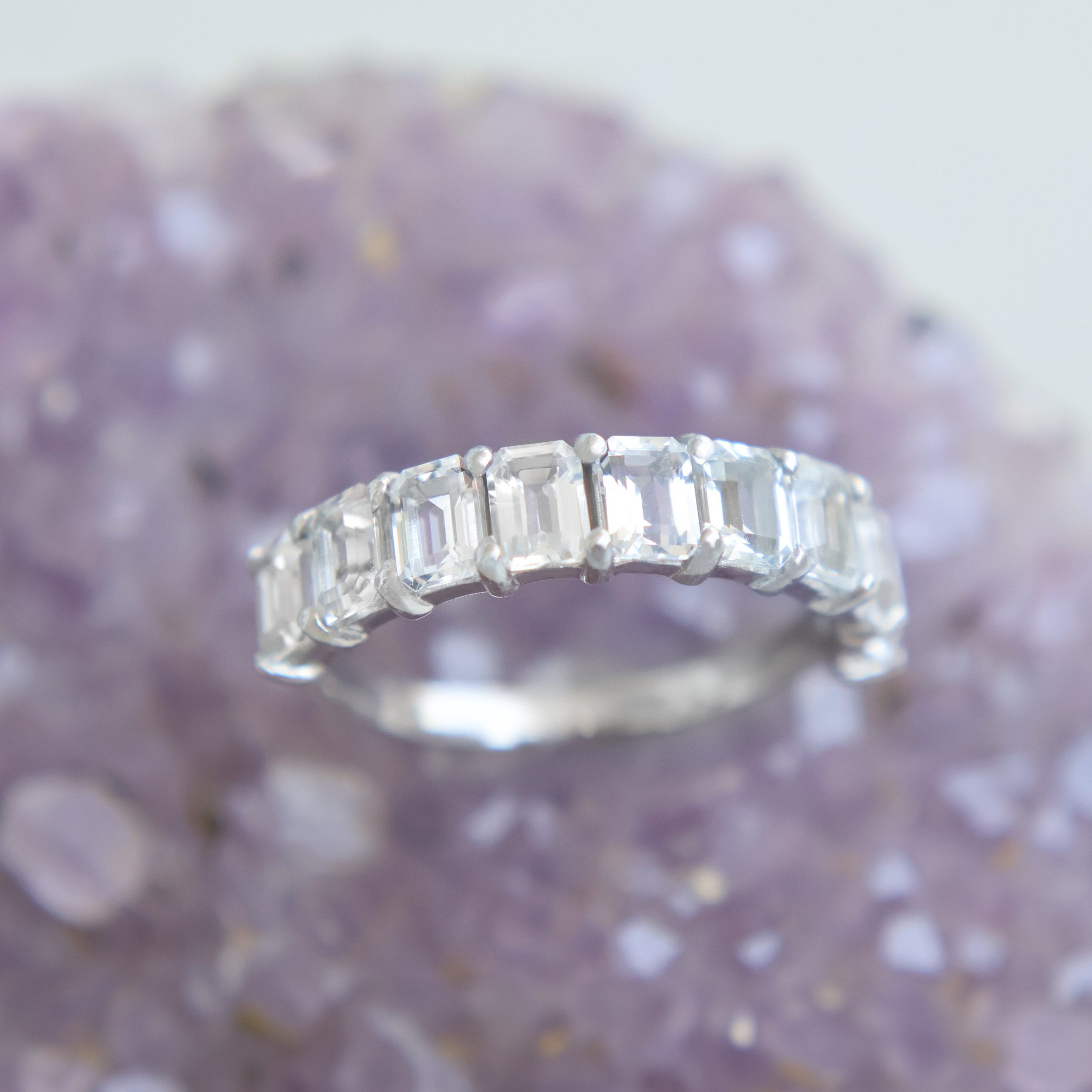 Media Churumbela Aitana de 9 Topacios * Oro Blanco 14k Talla 5.5