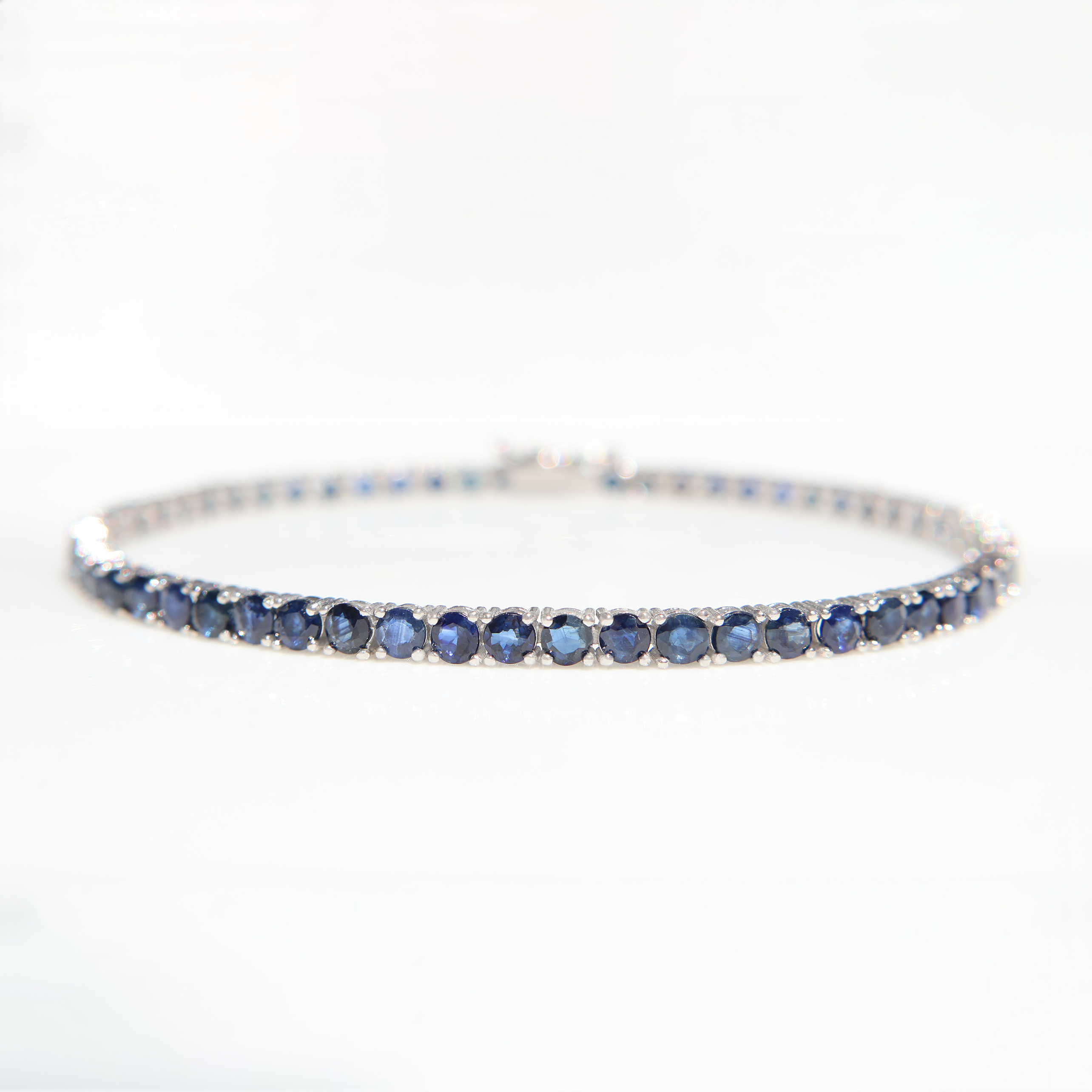Pulsera Tennis Weekend 3mm Zafiro azul * Oro Blanco 14k 17.5cm