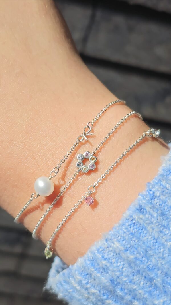 Pulsera Moño Perla * Plata - Imagen 3