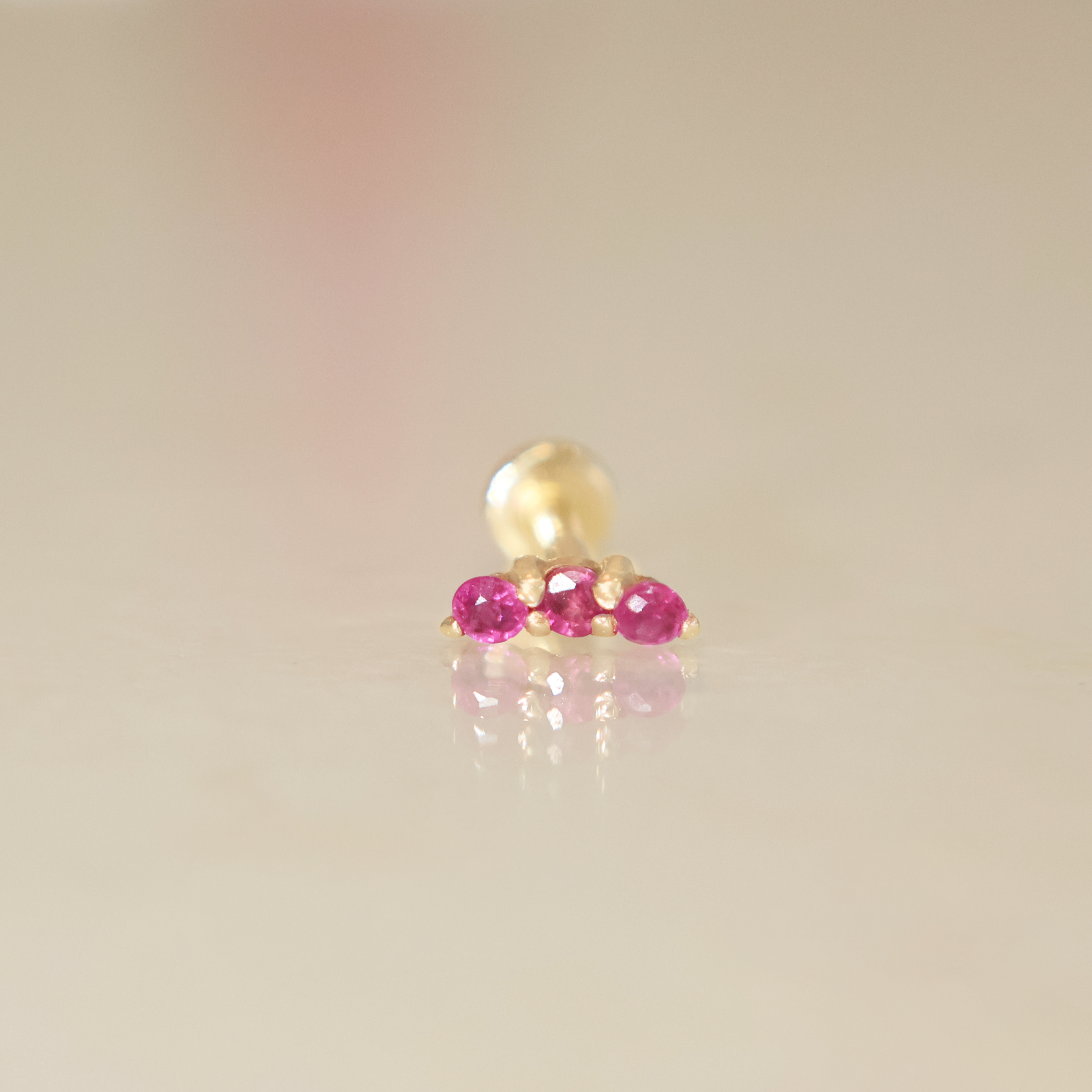 Flat Back Nubecita Rubí Rosa * Oro Amarillo 14k