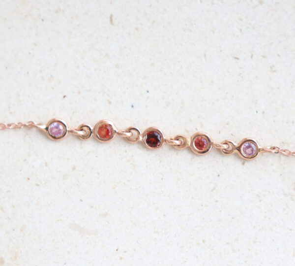 Pulsera Tapioca Mini Frambuesa* Oro Rosa 14k