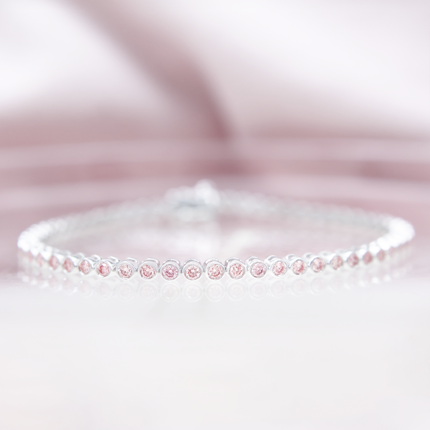 Pulsera Tennis Horchata Diamantes Rosas 1ct