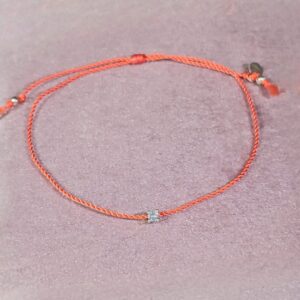 Pulsera Gema en Hilo * Topacio con Rojo Coral