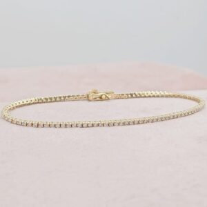 Pulsera Tennis Clásica de Diamantes 1ct * Oro Amarillo 14k Talla 16.5cm