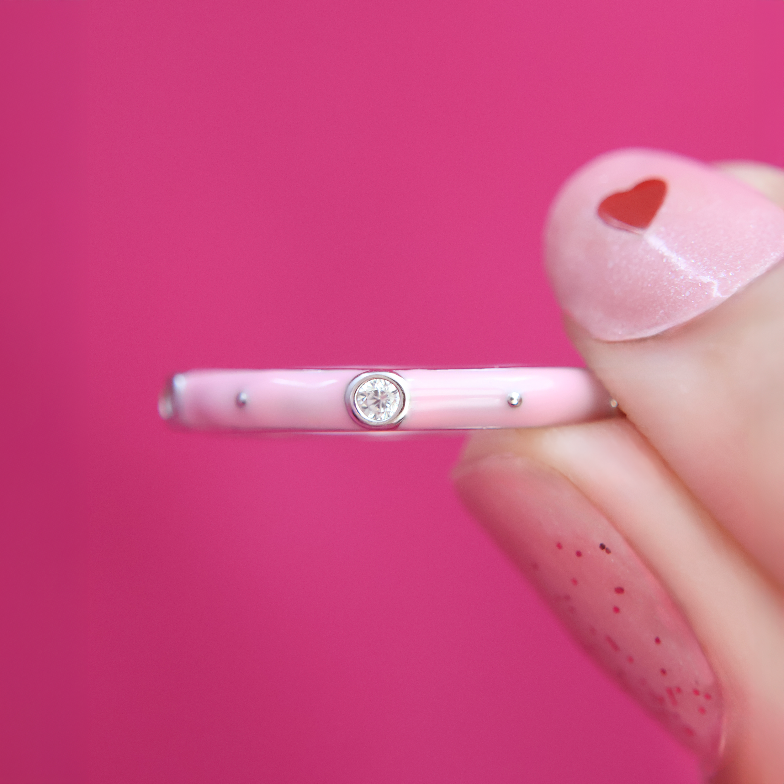 Anillo Loop Rosa Pastel Circonia Blanca * Plata Talla 8.25