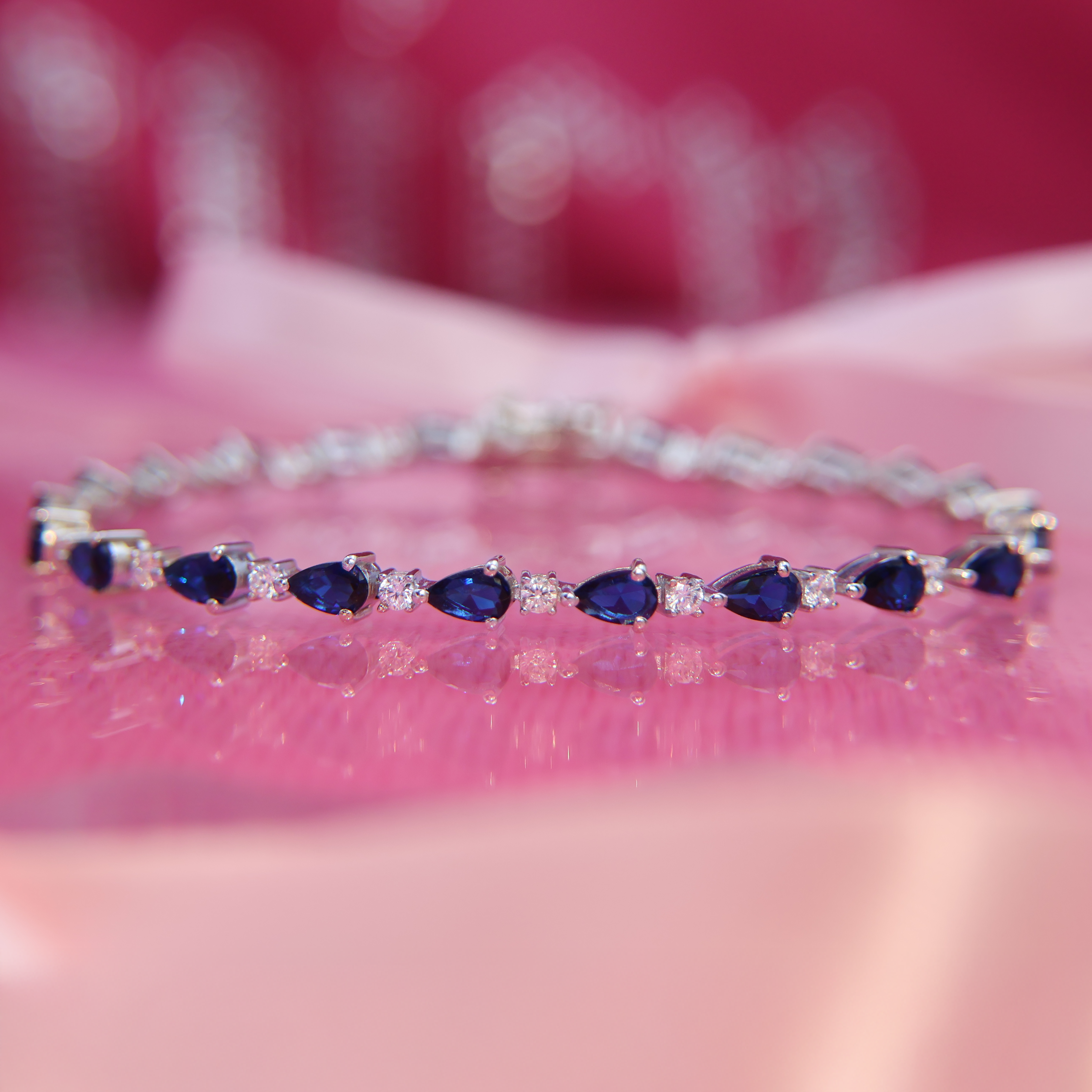 Pulsera Eva en Circonias Azules y Blancas * Plata