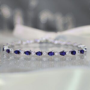 Pulsera Eva en Circonias Azules y Blancas * Plata