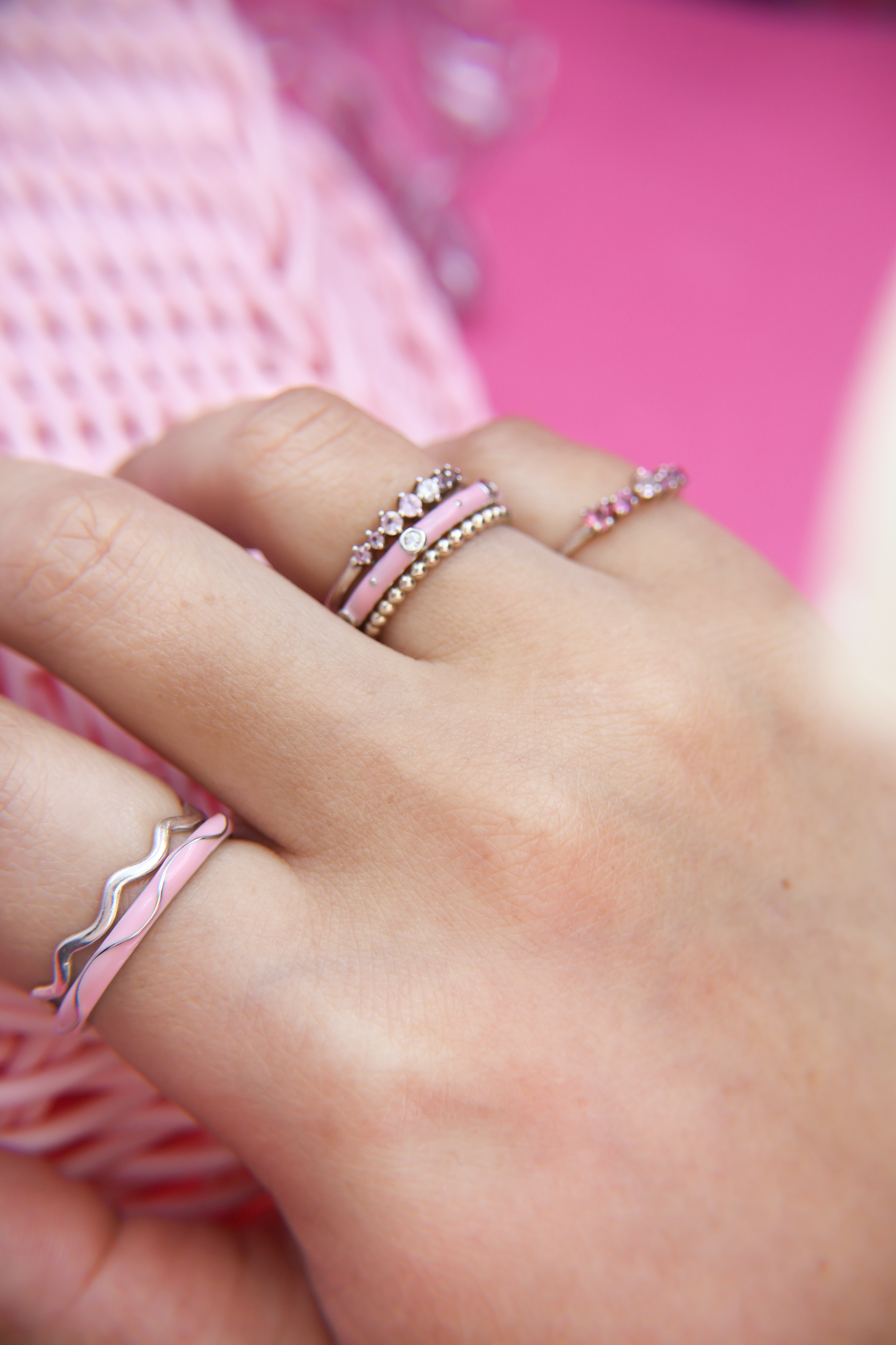 Anillo Loop Wavy Rosa Pastel * Plata Talla 8 - Imagen 2