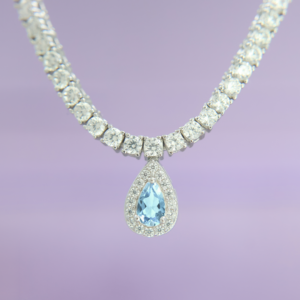 Collar Tennis Duna de Topacio Swiss Blue * Plata