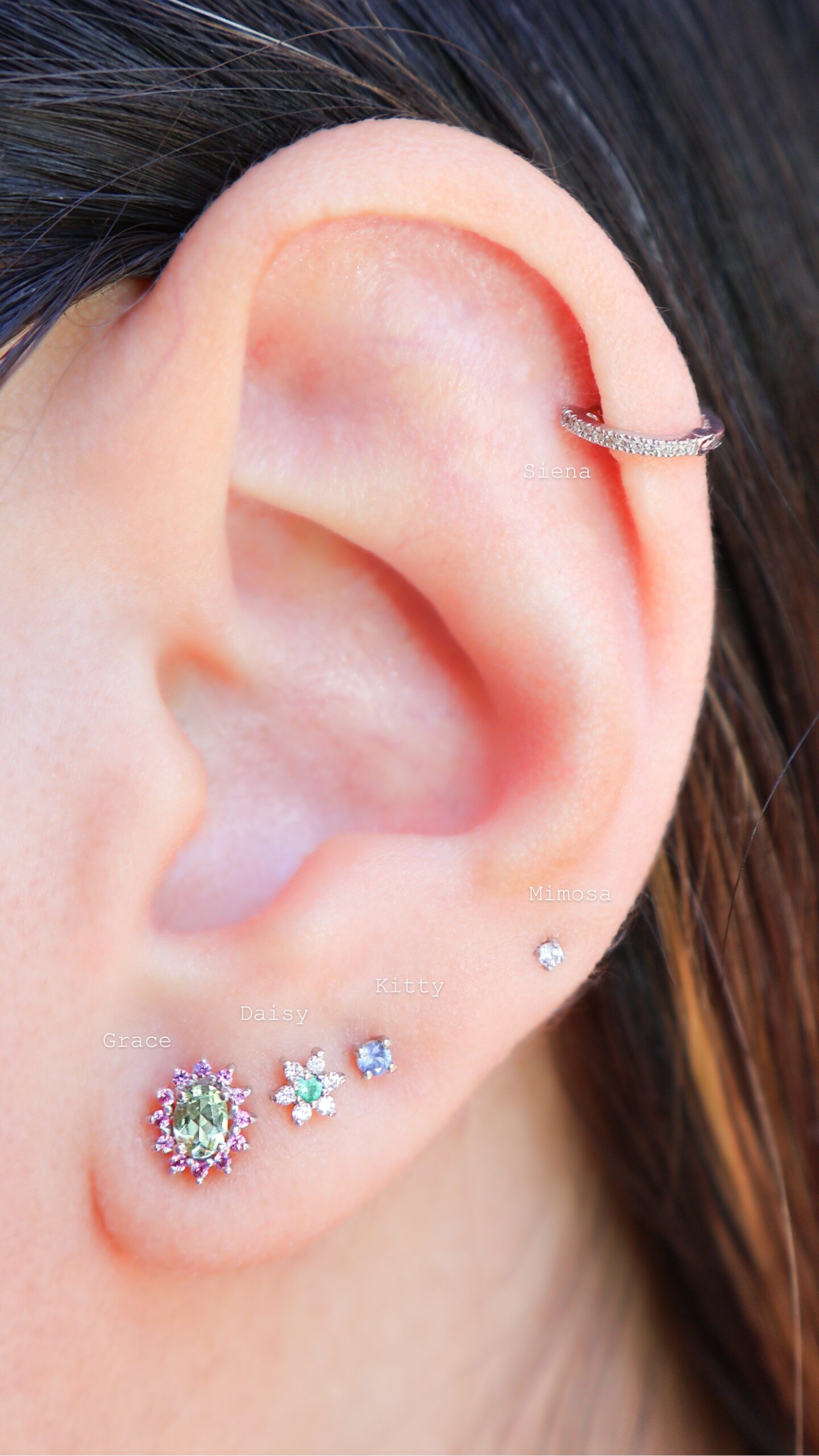 Aretes Grace de Turmalina Menta y Zafiros Rosa * Oro Blanco 14k - Image 3